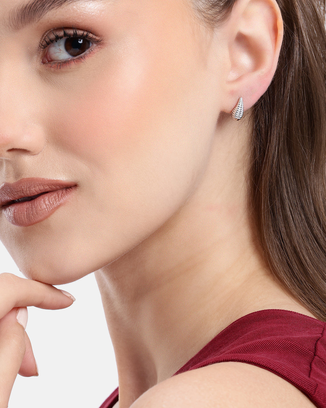 Rhodium Plated Mini Teardrop Stud Earring