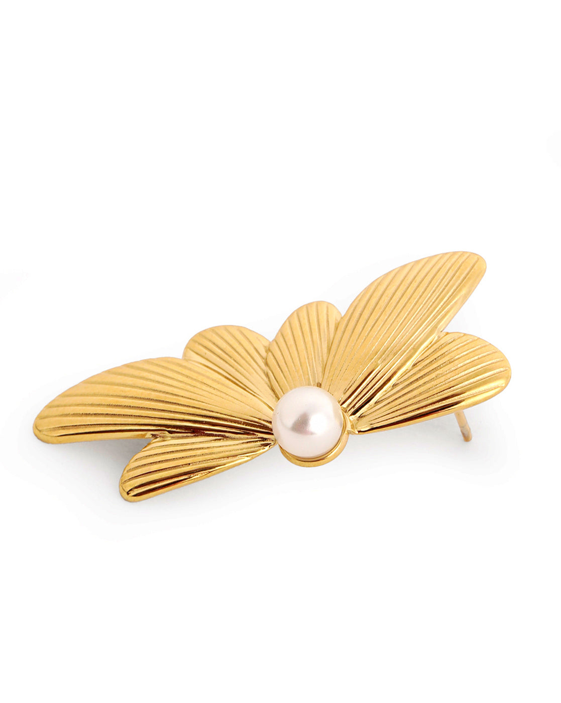 18kt Gold Plated Pearl Bold Butterfly Stud Earring