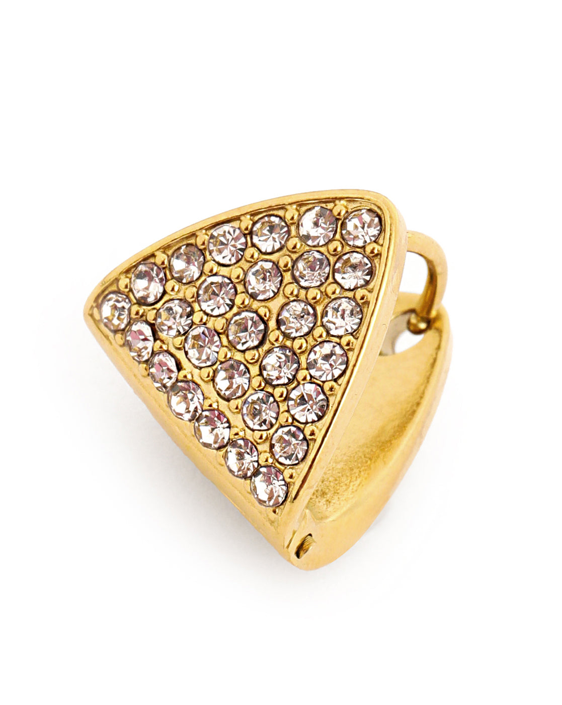 18kt Gold Plated CZ Pavé Triangle Huggie Hoop Earring