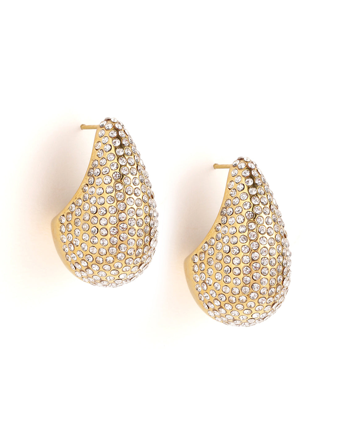 18kt Gold Plated CZ Teardrop Bold Stud Earring