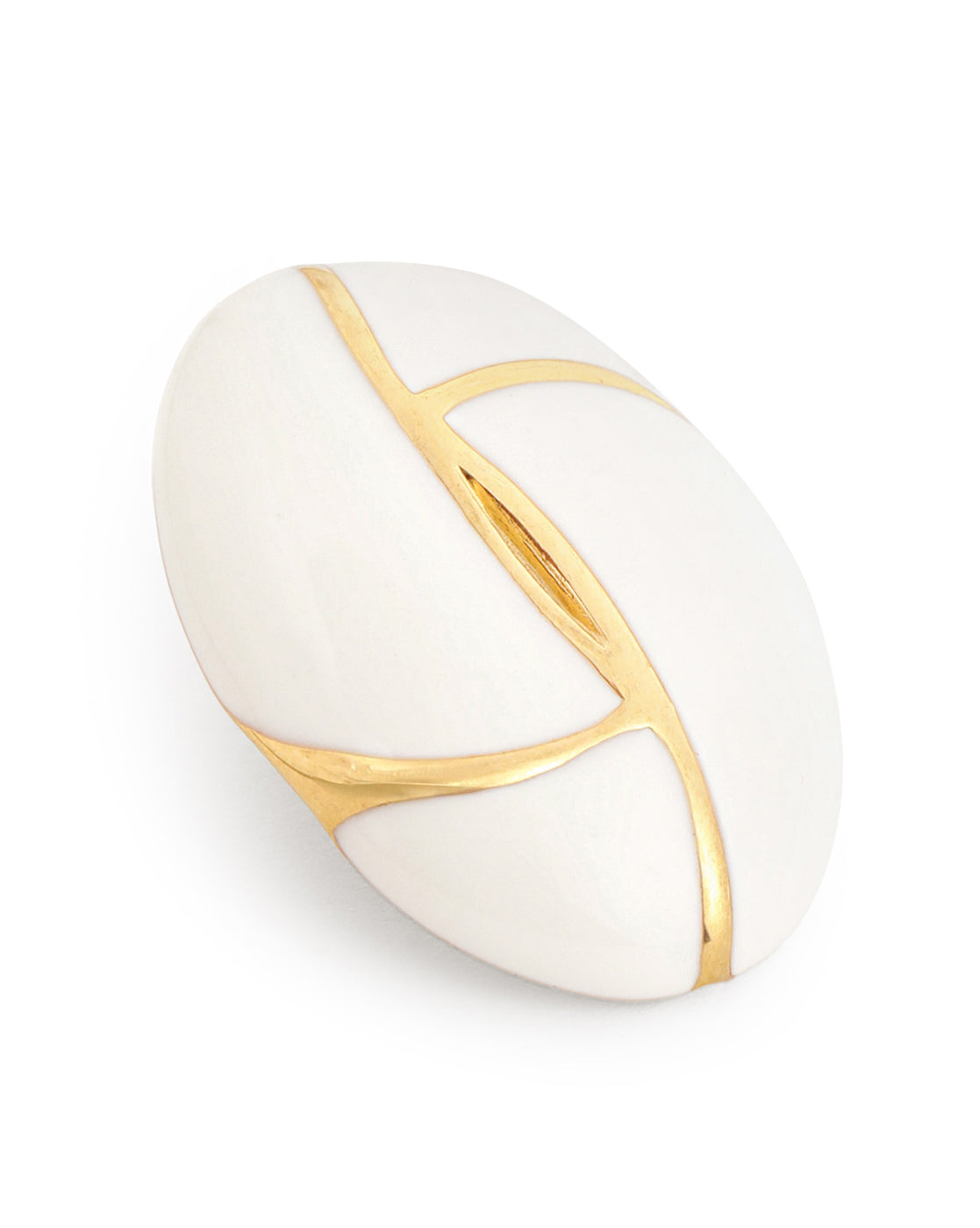 Genz 18kt Gold Plated Enamel Oval Bold Stud Earring