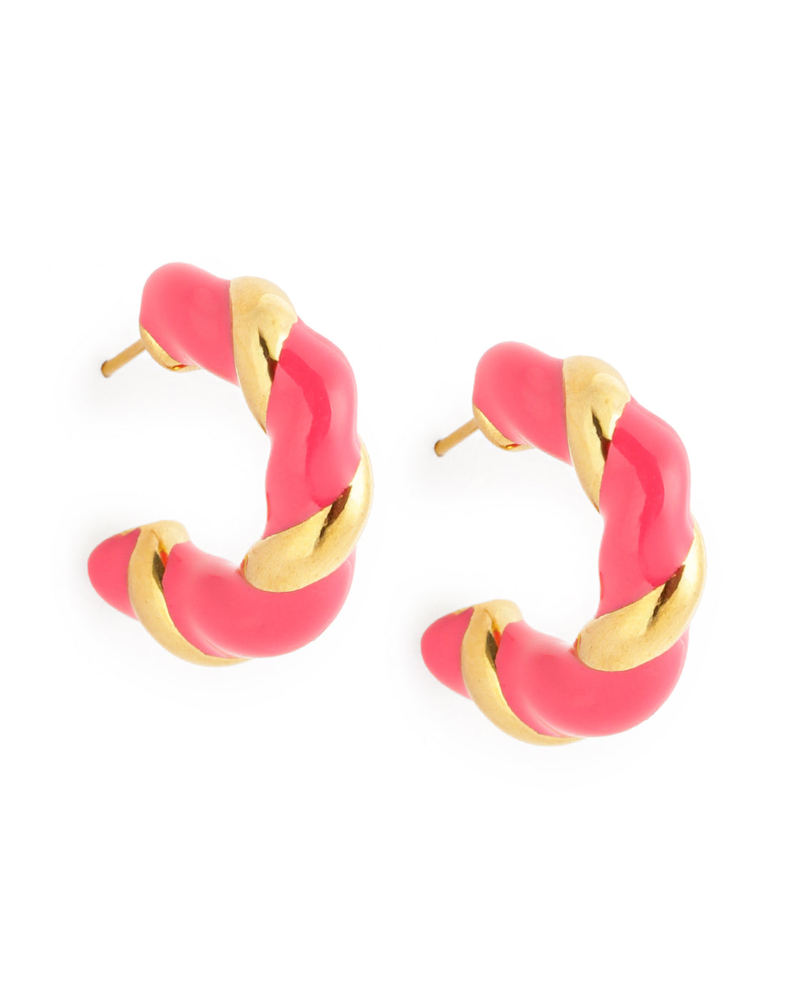 Genz 18kt Gold Plated Enamel Half Hoop Earring