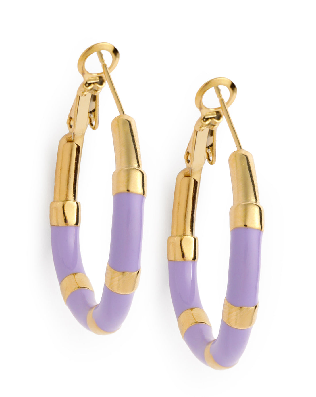 Genz 18kt Gold Plated Enamel Hoop Earring
