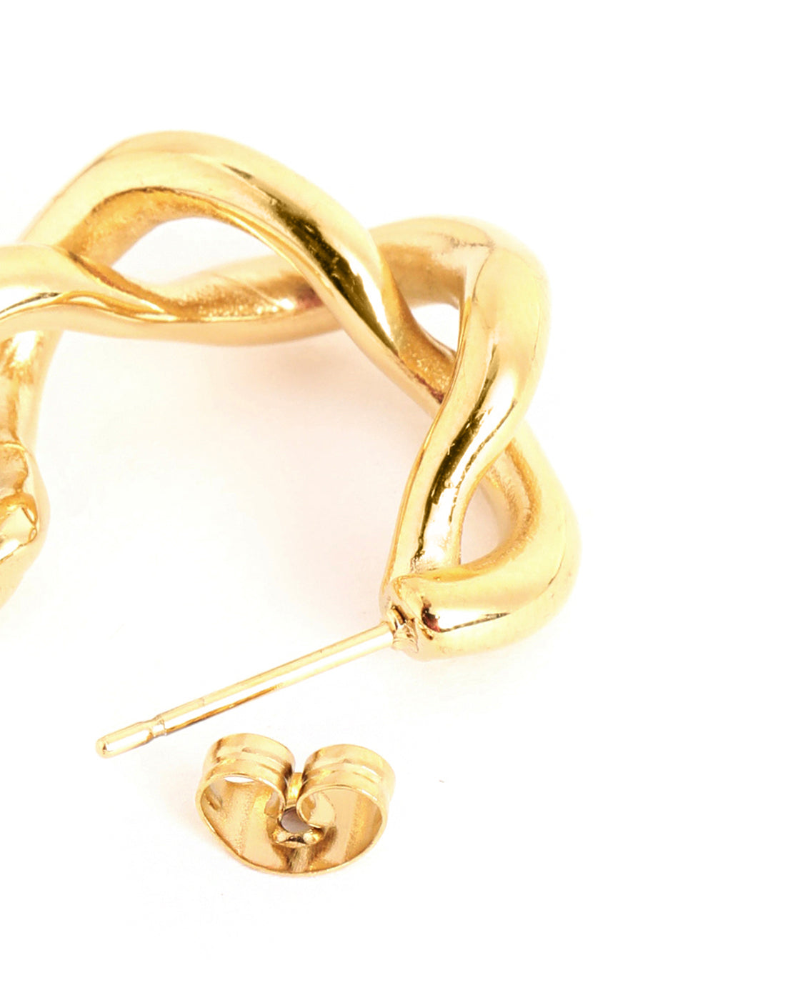 Genz 18kt Gold Plated Contemporary Half Hoop Earring