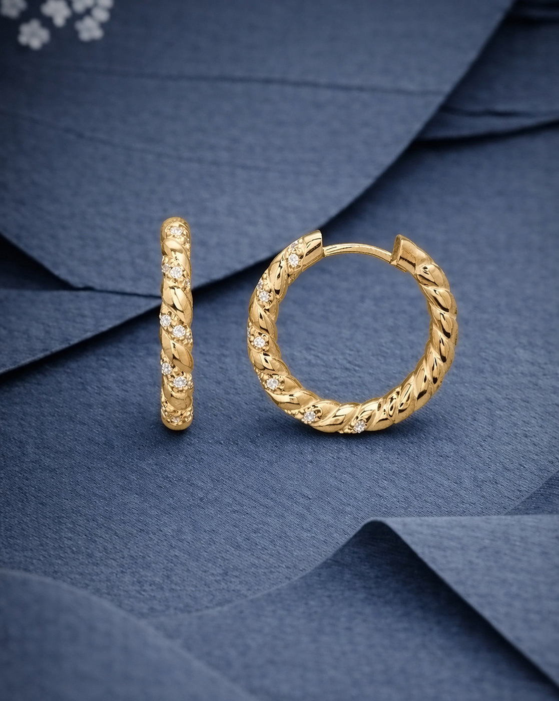 18kt Gold Plated CZ Hoop Earring