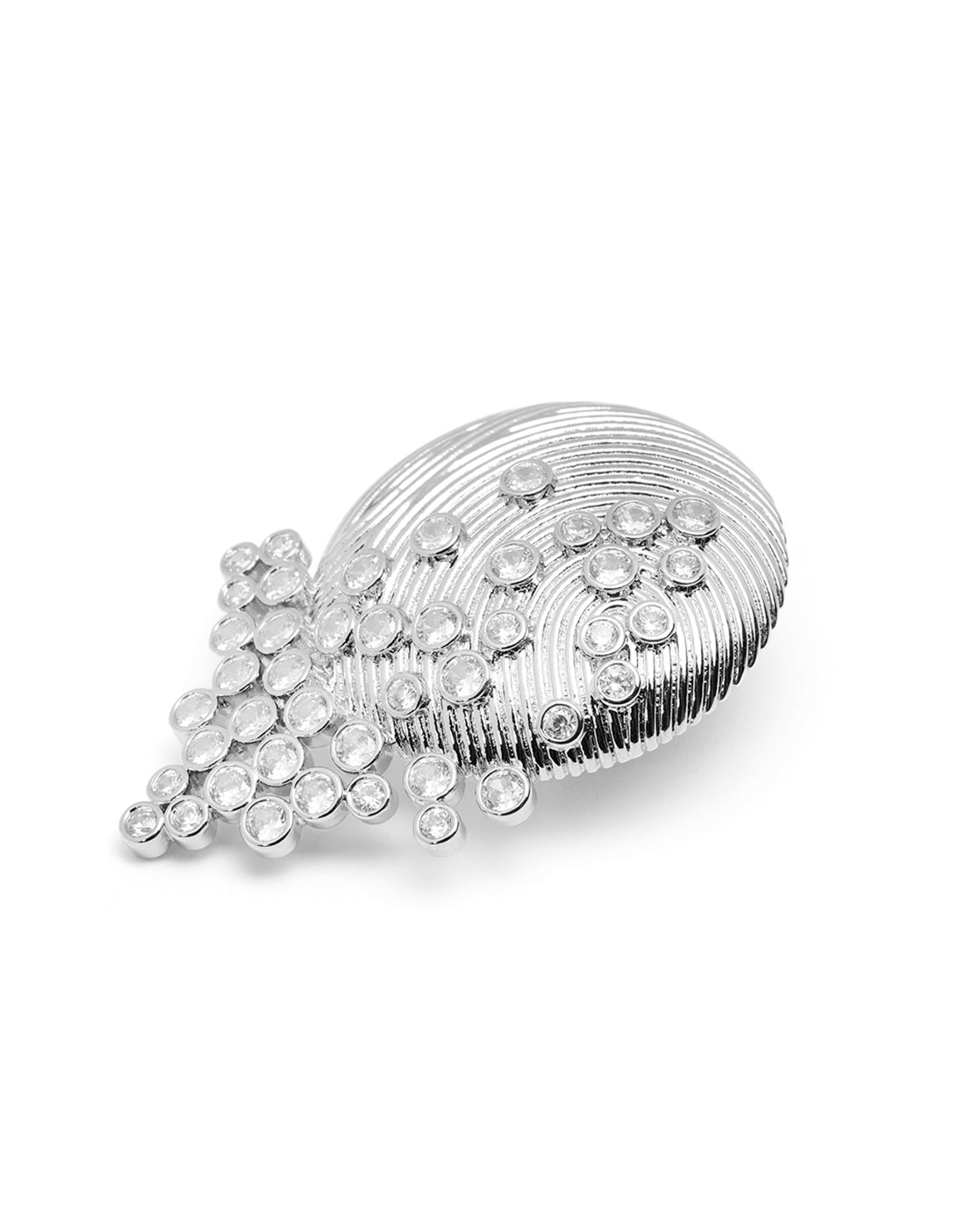 Premium Silver Plated CZ Contemporary Bold Stud Earring