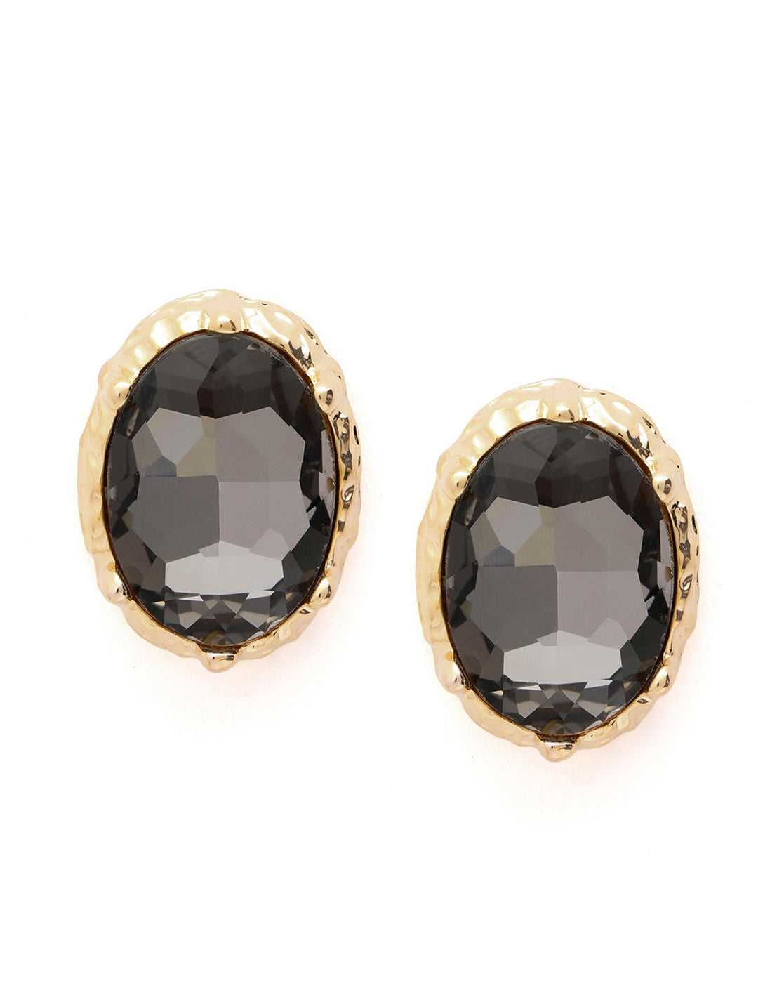Premium 18kt Gold Plated Crystal Oval Bold Stud Earring