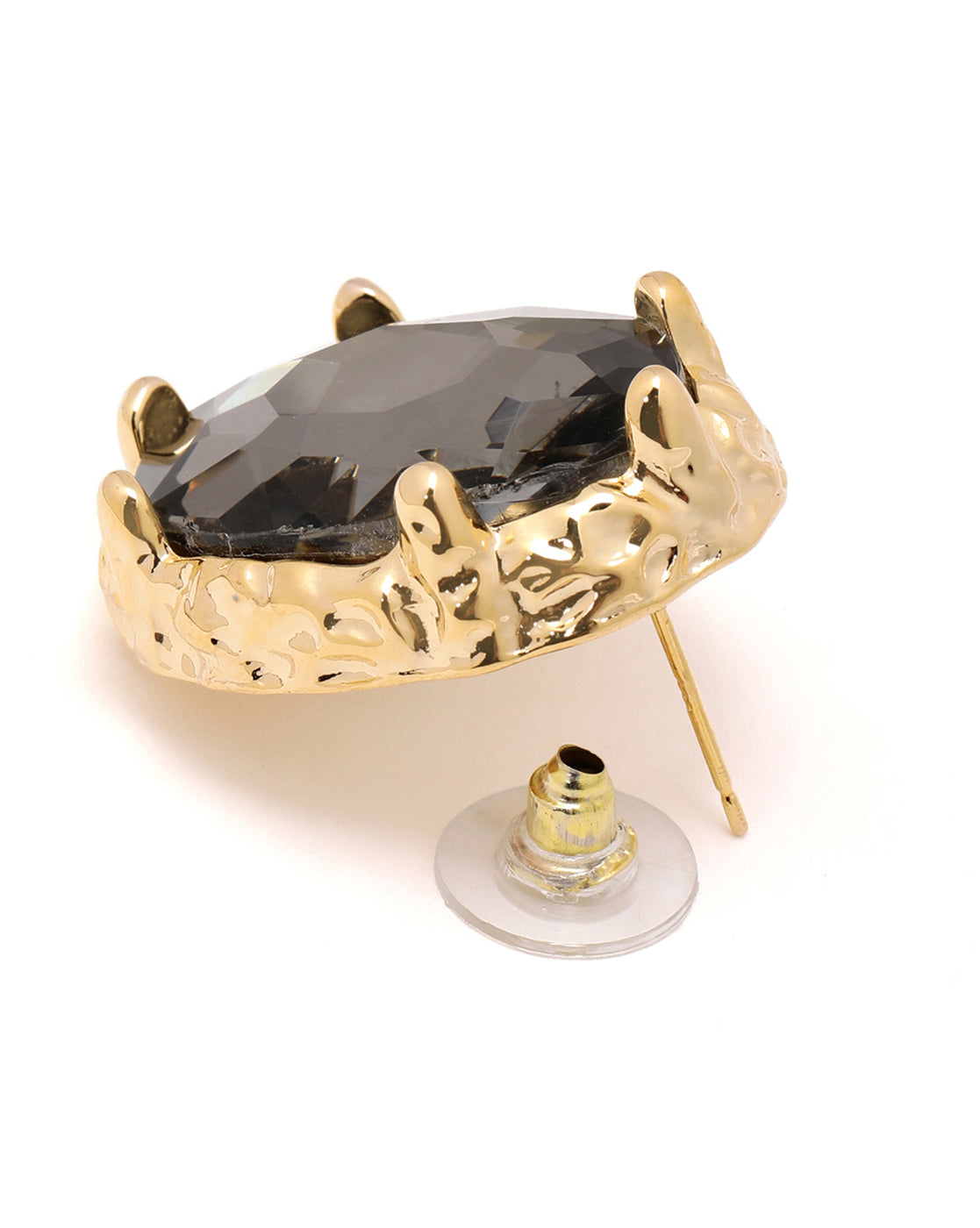 Premium 18kt Gold Plated Crystal Oval Bold Stud Earring