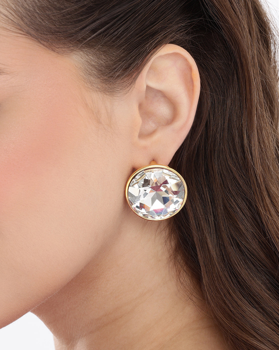 Premium 18kt Gold Plated Crystal Circular Bold Stud Earring