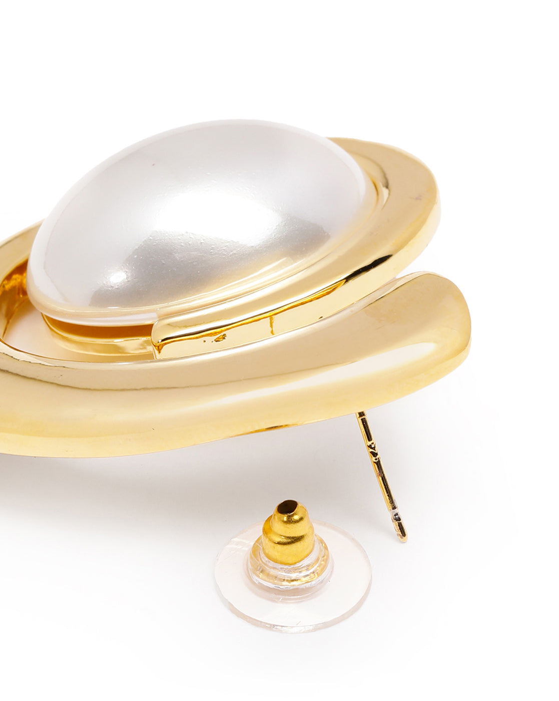 Premium 18kt Gold Plated Pearl Contemporary Bold Stud Earring