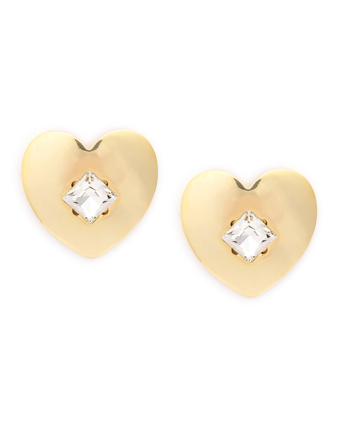 Premium 18kt Gold Plated Crystal Bold Heart Stud Earring