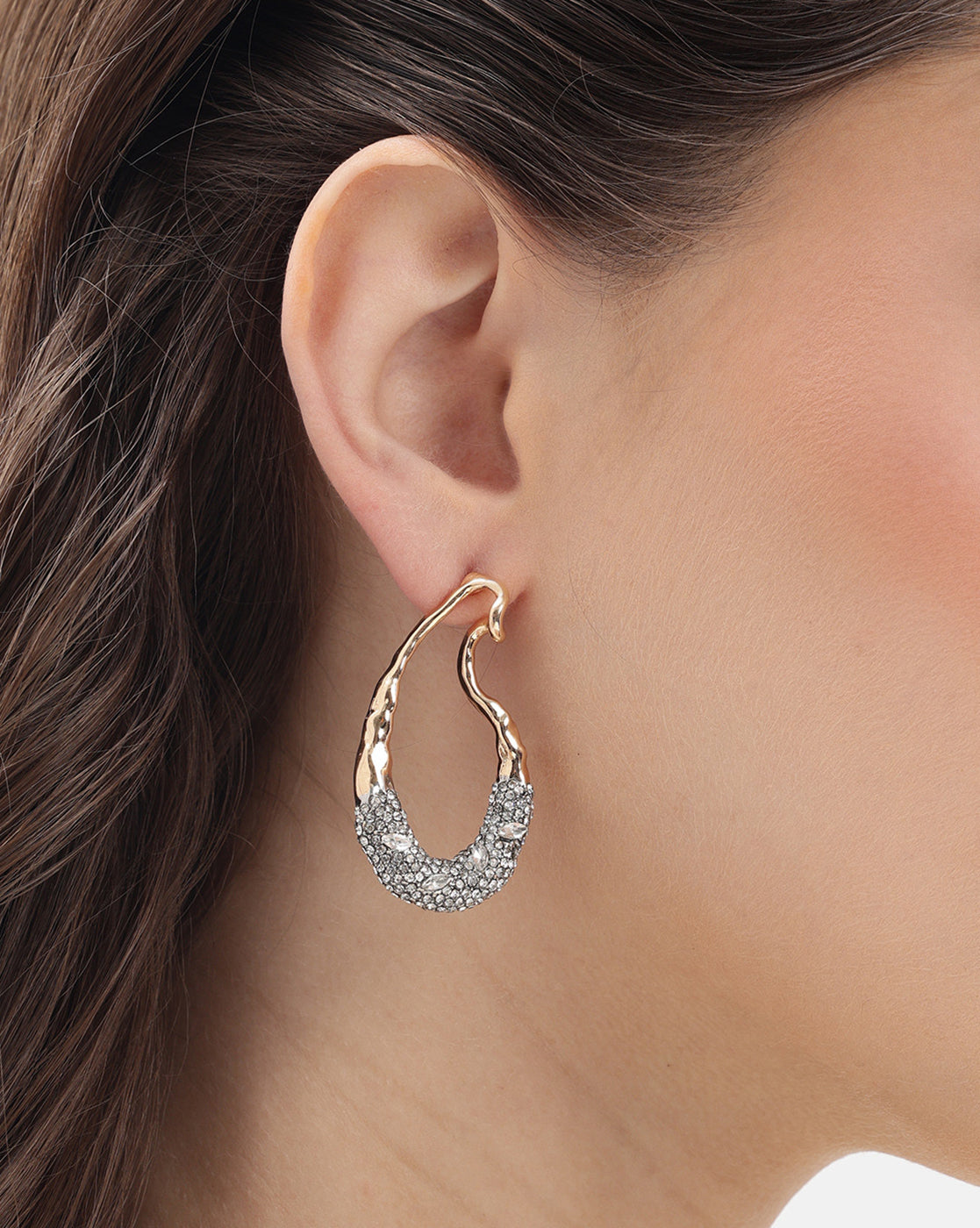 Premium 18kt Gold Plated CZ Contemporary Drop Earring