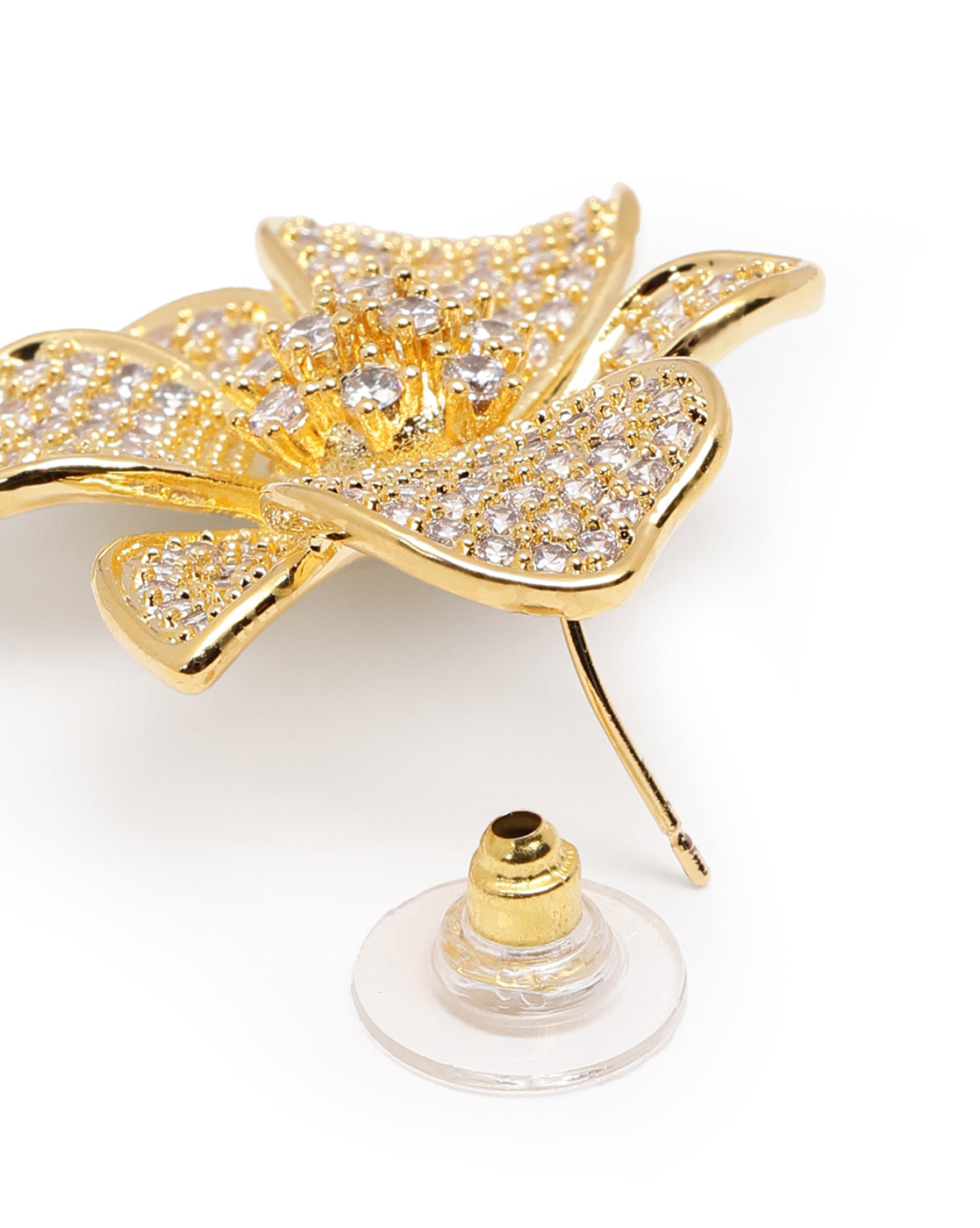 Premium 18kt Gold Plated CZ Floral Bold Stud Earring