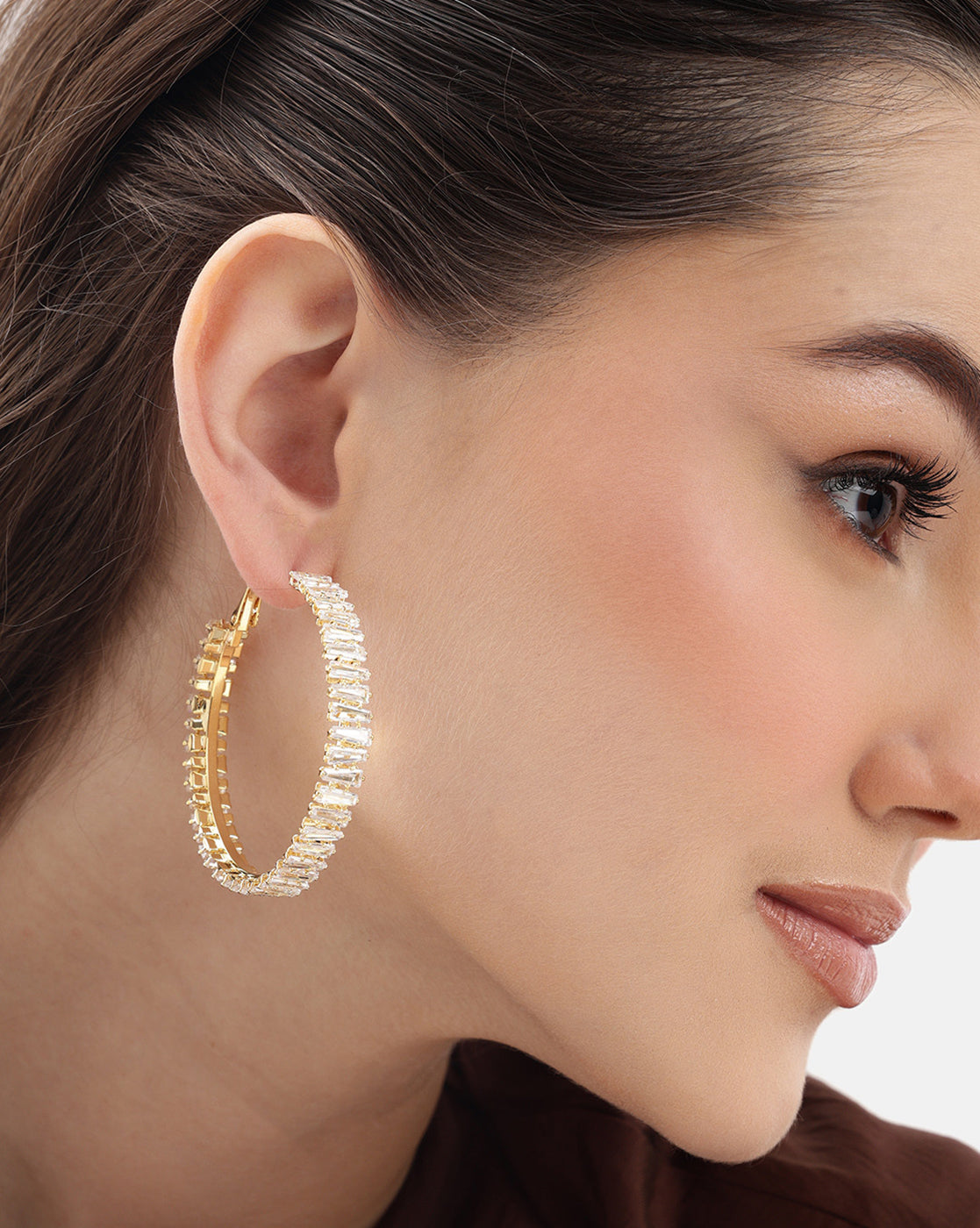Premium 18kt Gold Plated CZ Hoop Earring