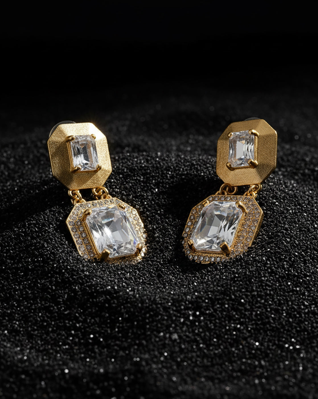 Premium 18kt Gold Plated CZ and Crystal Drop Earring