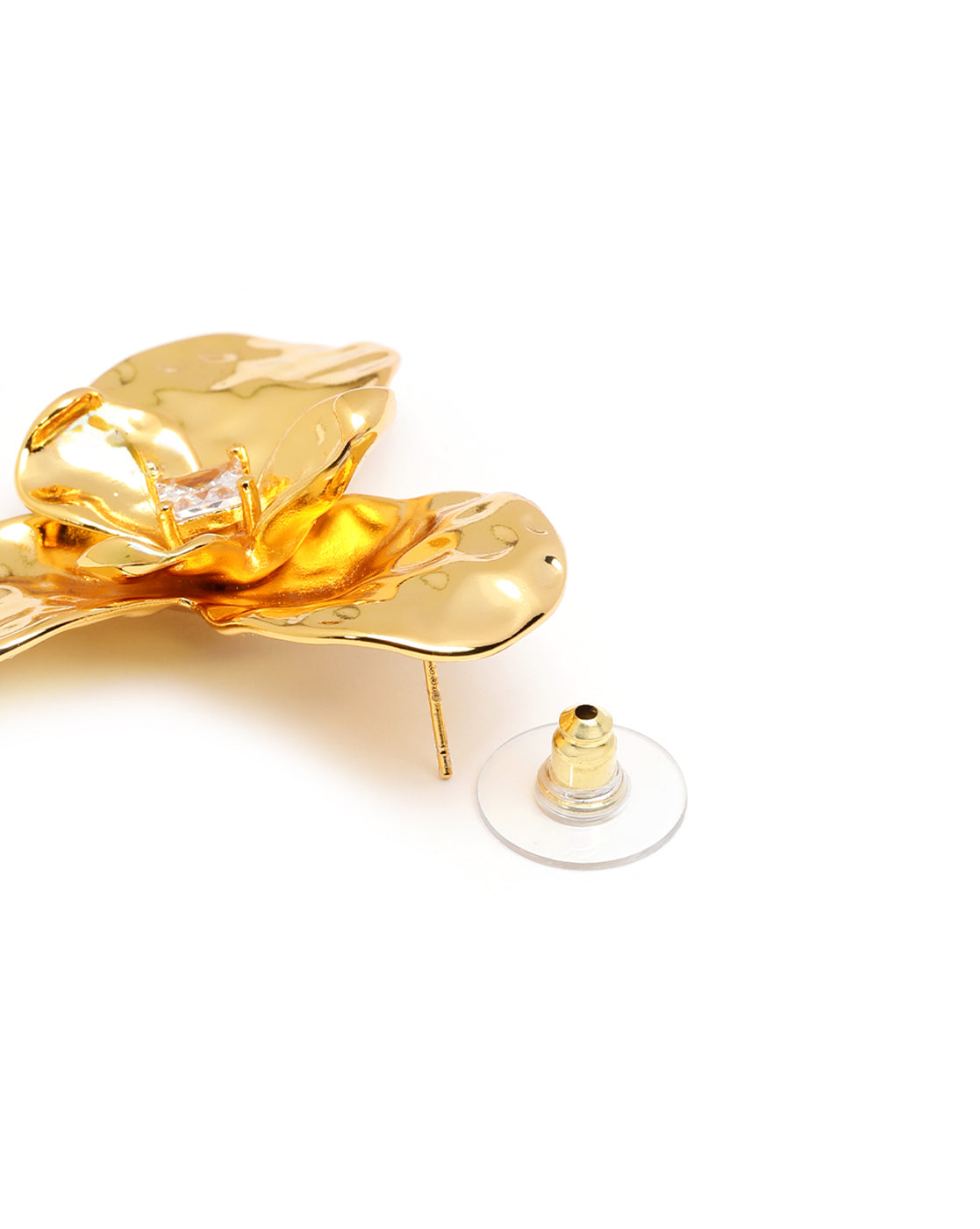 Premium 18kt Gold Plated CZ Floral Bold Stud Earring