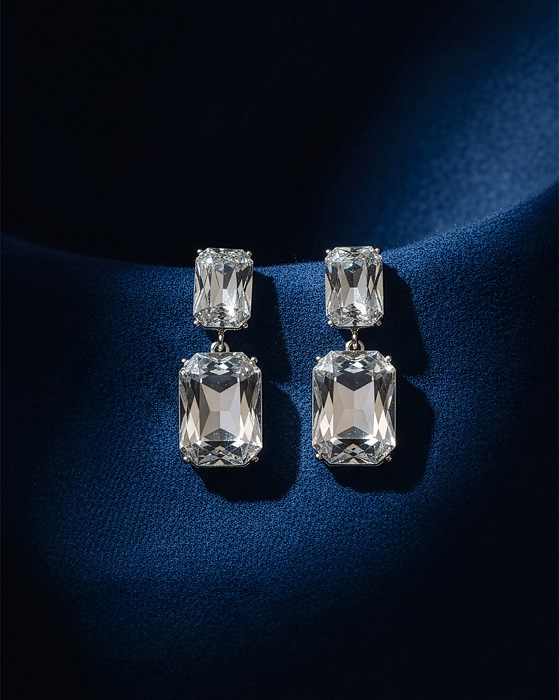 Premium Silver Plated Dangling Crystal Drop Earring