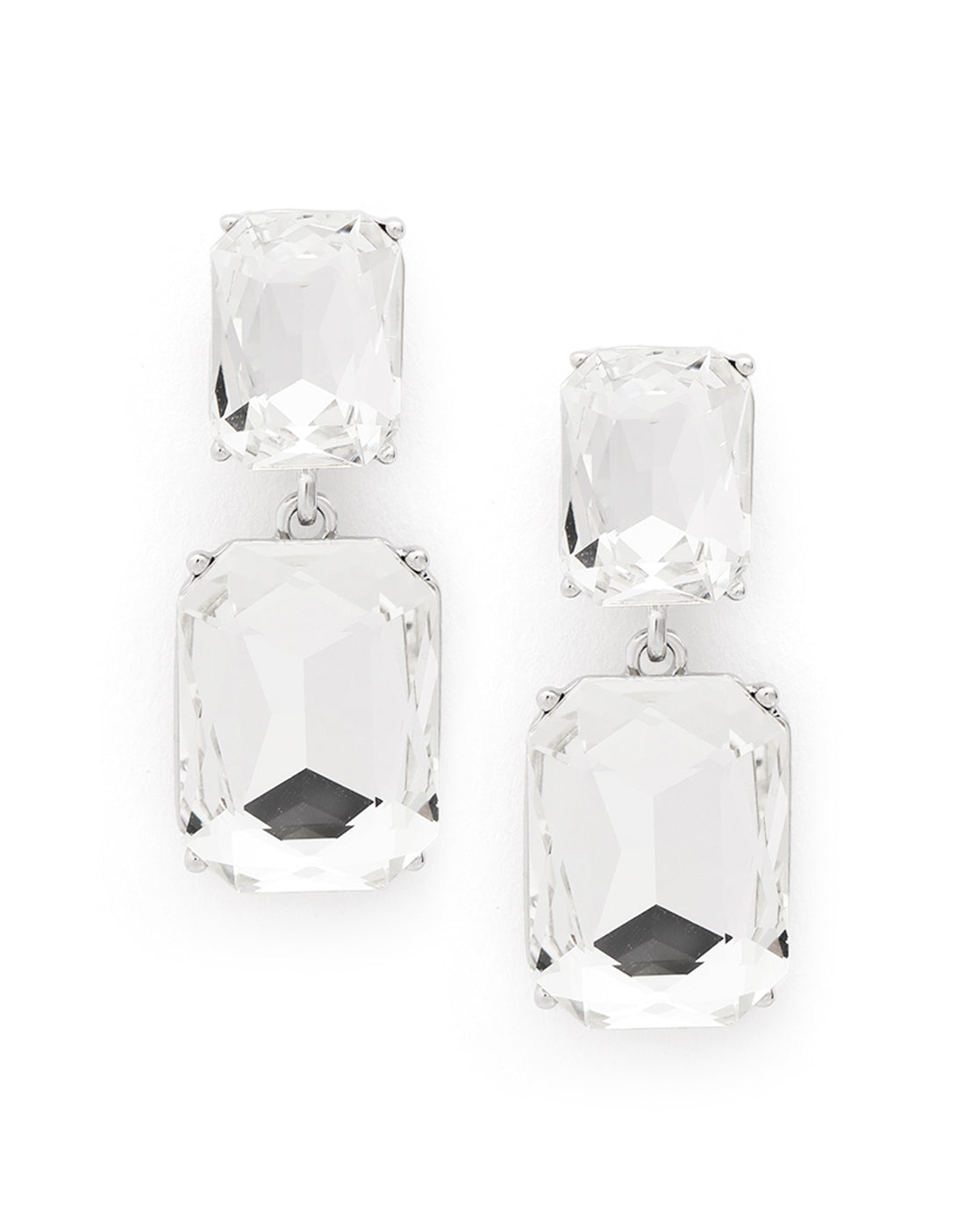 Premium Silver Plated Dangling Crystal Drop Earring