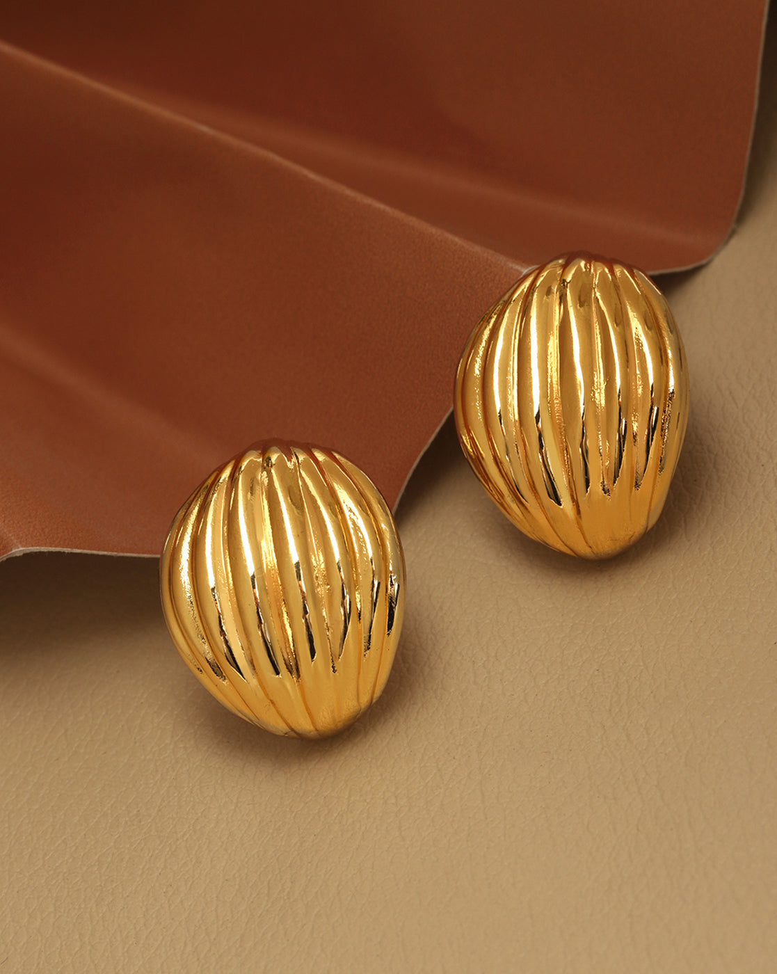 18kt Gold Plated Contemporary Half Hoop Earring