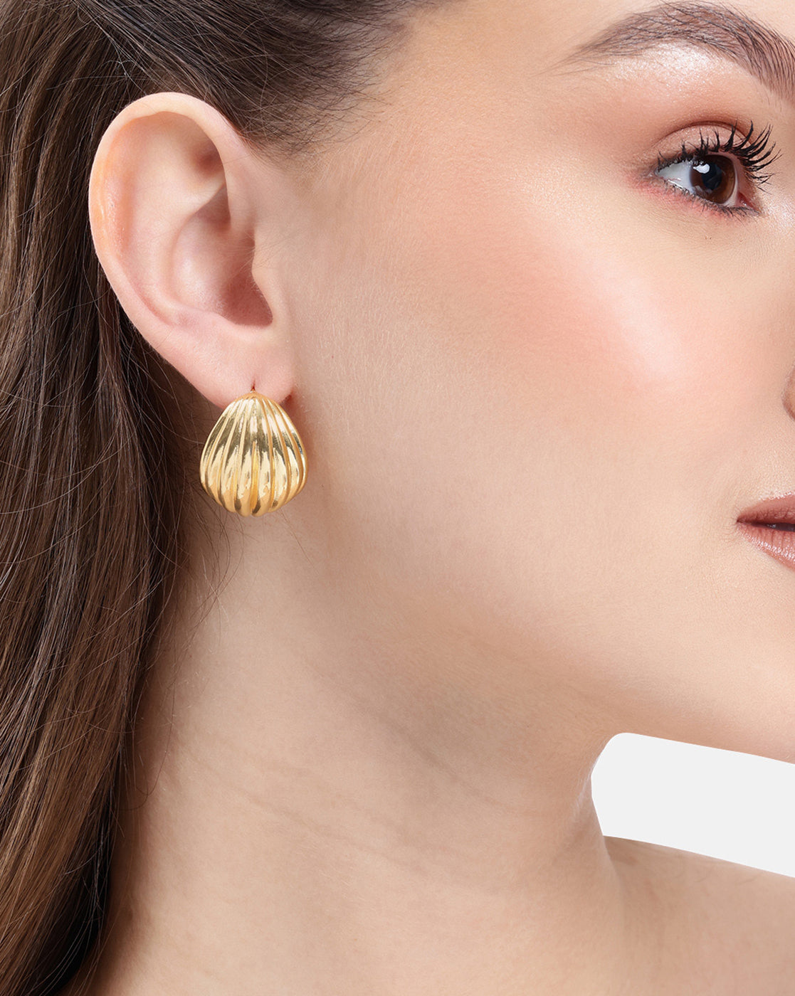 18kt Gold Plated Contemporary Half Hoop Earring