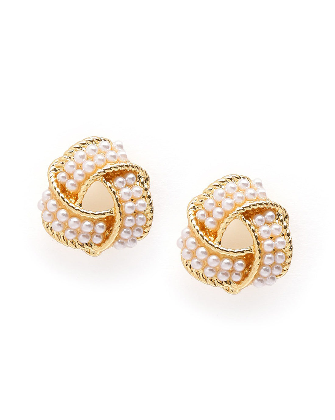 18kt Gold Plated Pearl Love Knot Stud Earring