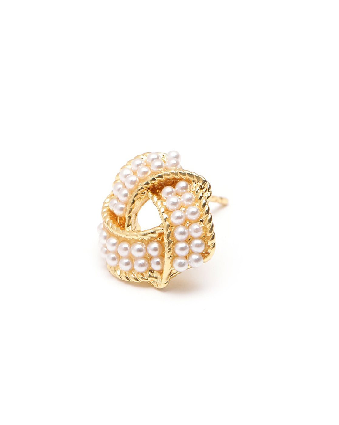 18kt Gold Plated Pearl Love Knot Stud Earring