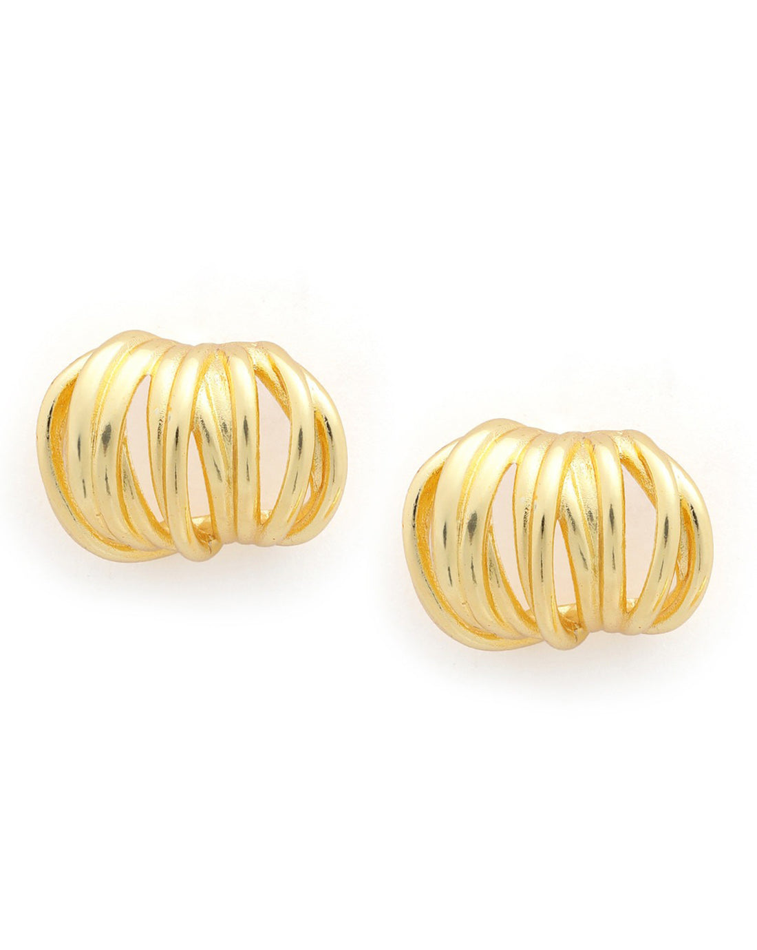 18kt Gold Plated Contemporary Spiral Half Hoop Earring