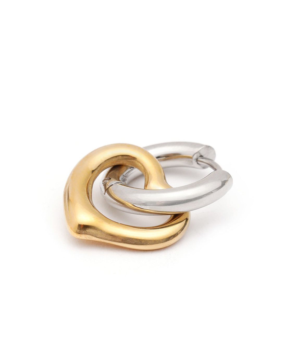 Gold and Silver Plated Dangling Heart Hoop Earring