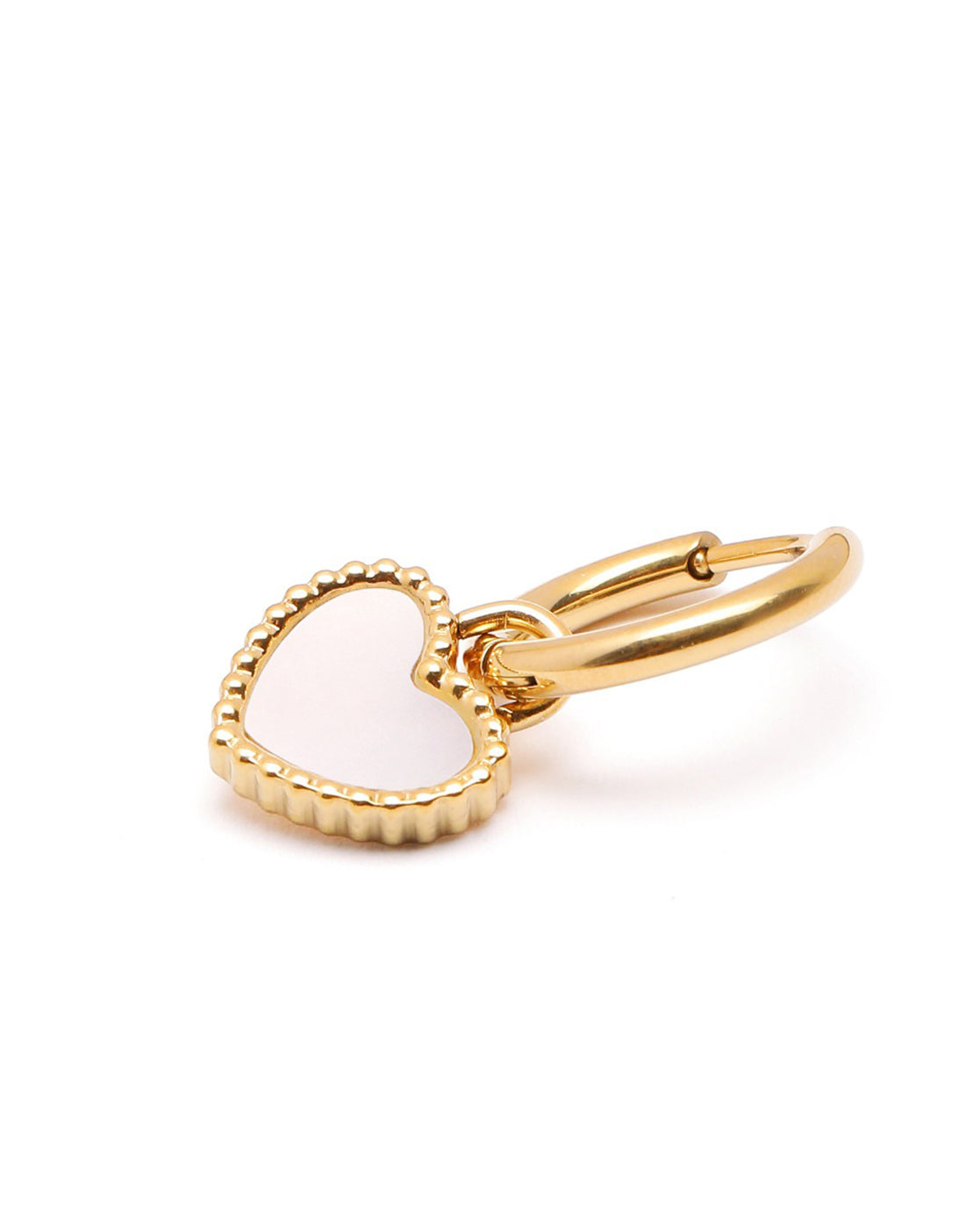 18kt Gold Plated Shell Inlay and Heart Hoop Earring