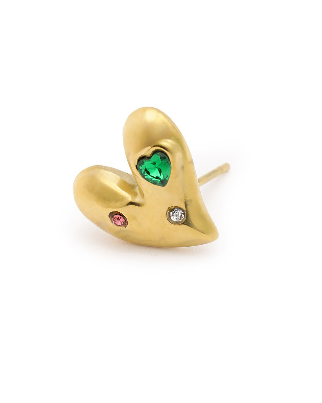 18kt Gold Plated Bejewelled Heart with Stone Stud Earring