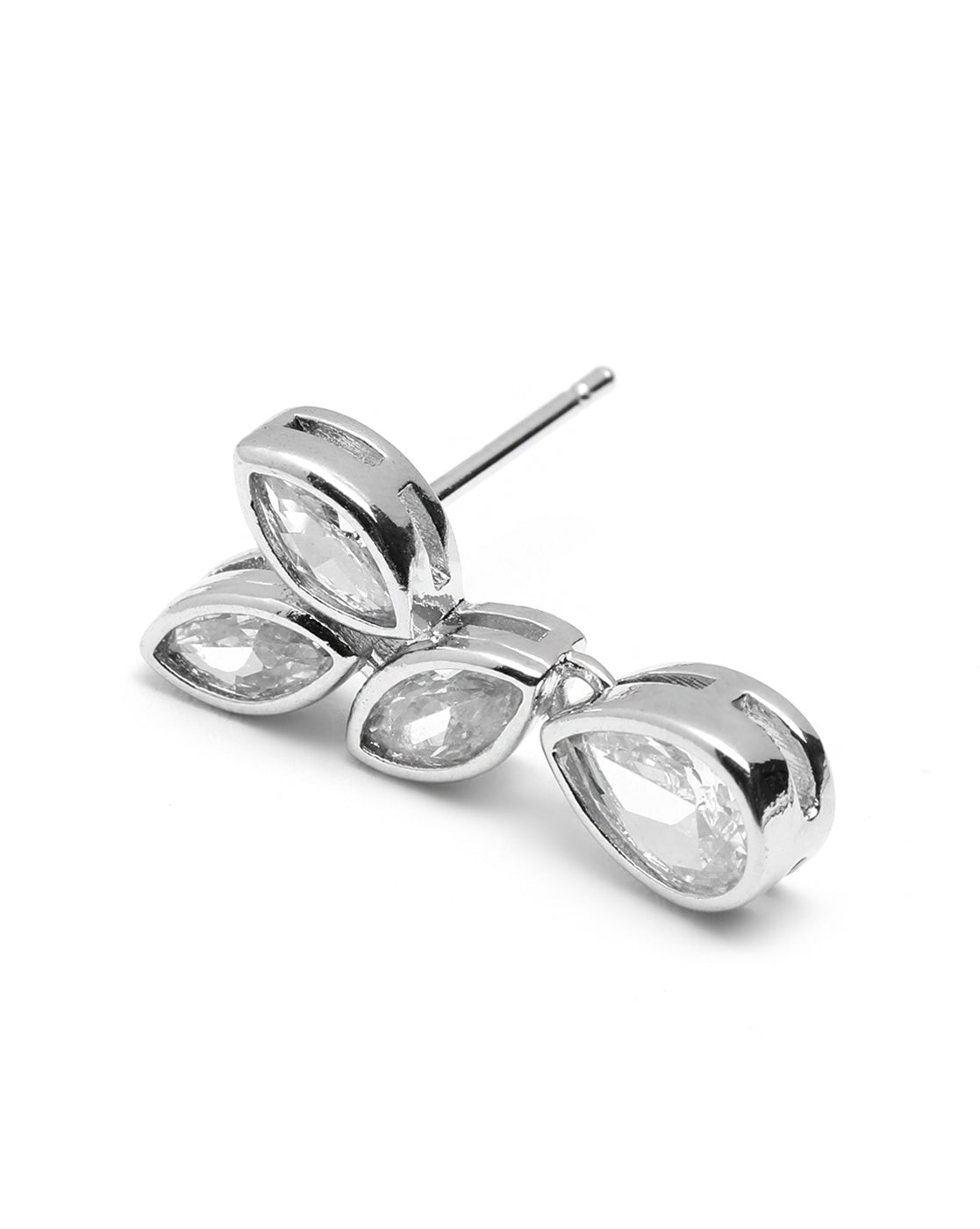 Silver Plated Dangling Solitaire Drop Earring