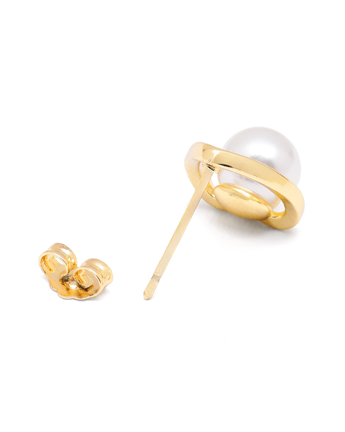 Gold Plated Floating Pearl Stud Earrings
