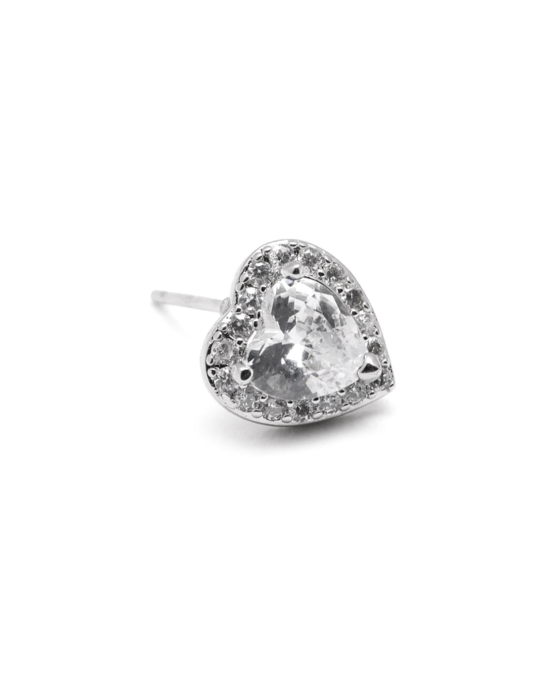 Silver Plated CZ Mini Heart Stud Earring
