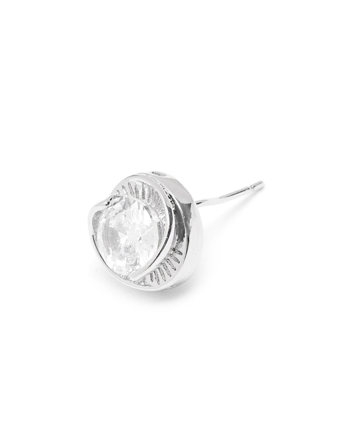 Silver Plated Solitaire Circular Mini Stud Earring