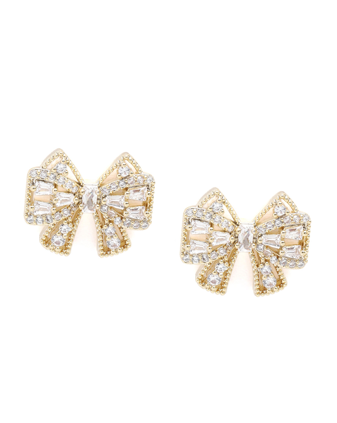 Premium Gold Plated CZ Bow Mini Stud Earring