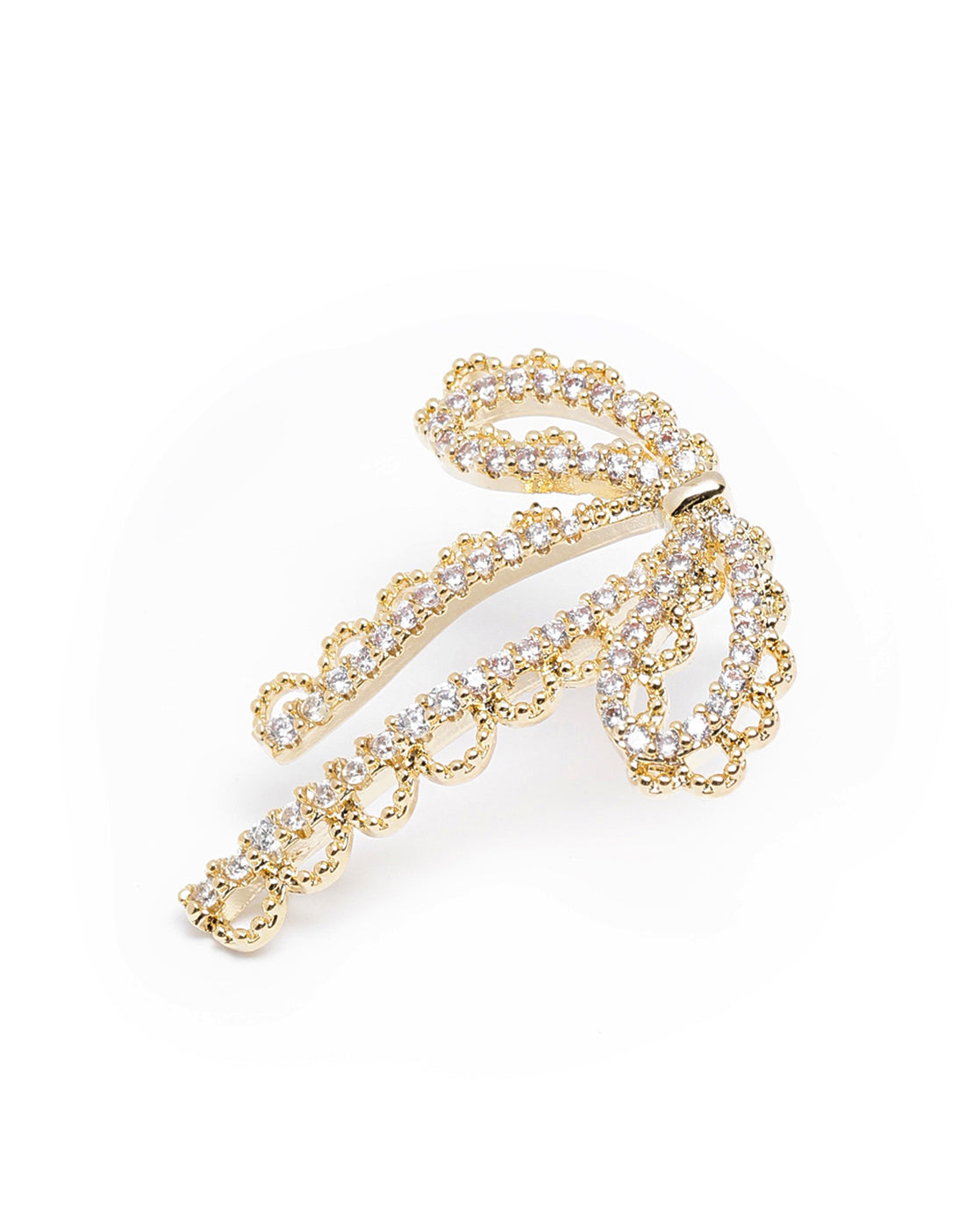 Gold-Plated Sparkling Bow Bold Drop Earrings