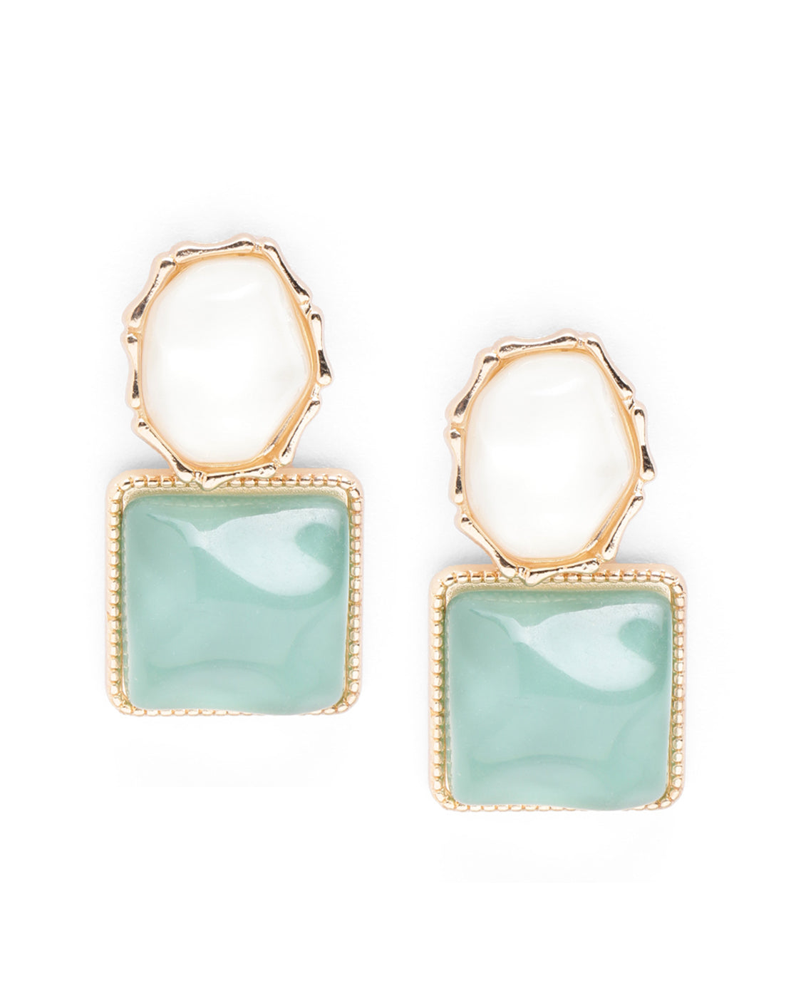 Gold Plated Natural Stone Drop Earring
