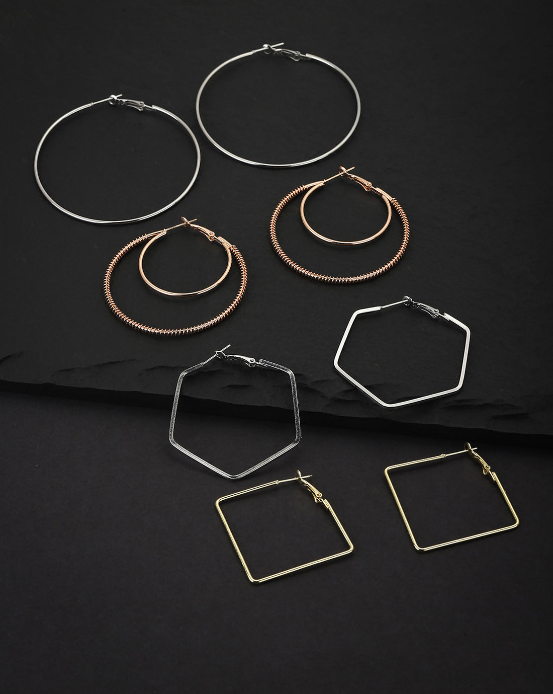 Carlton London Set Of 4 Contemporary Hoop Earring For Women