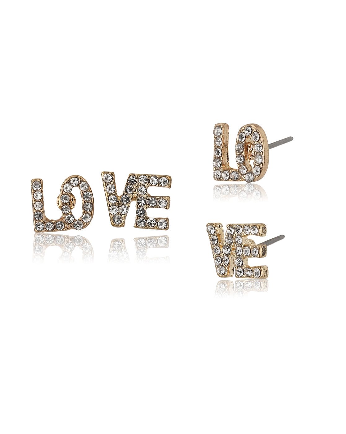 Carlton London Set Of 10 Gold Plated Contemporary Studs Earrings For Women