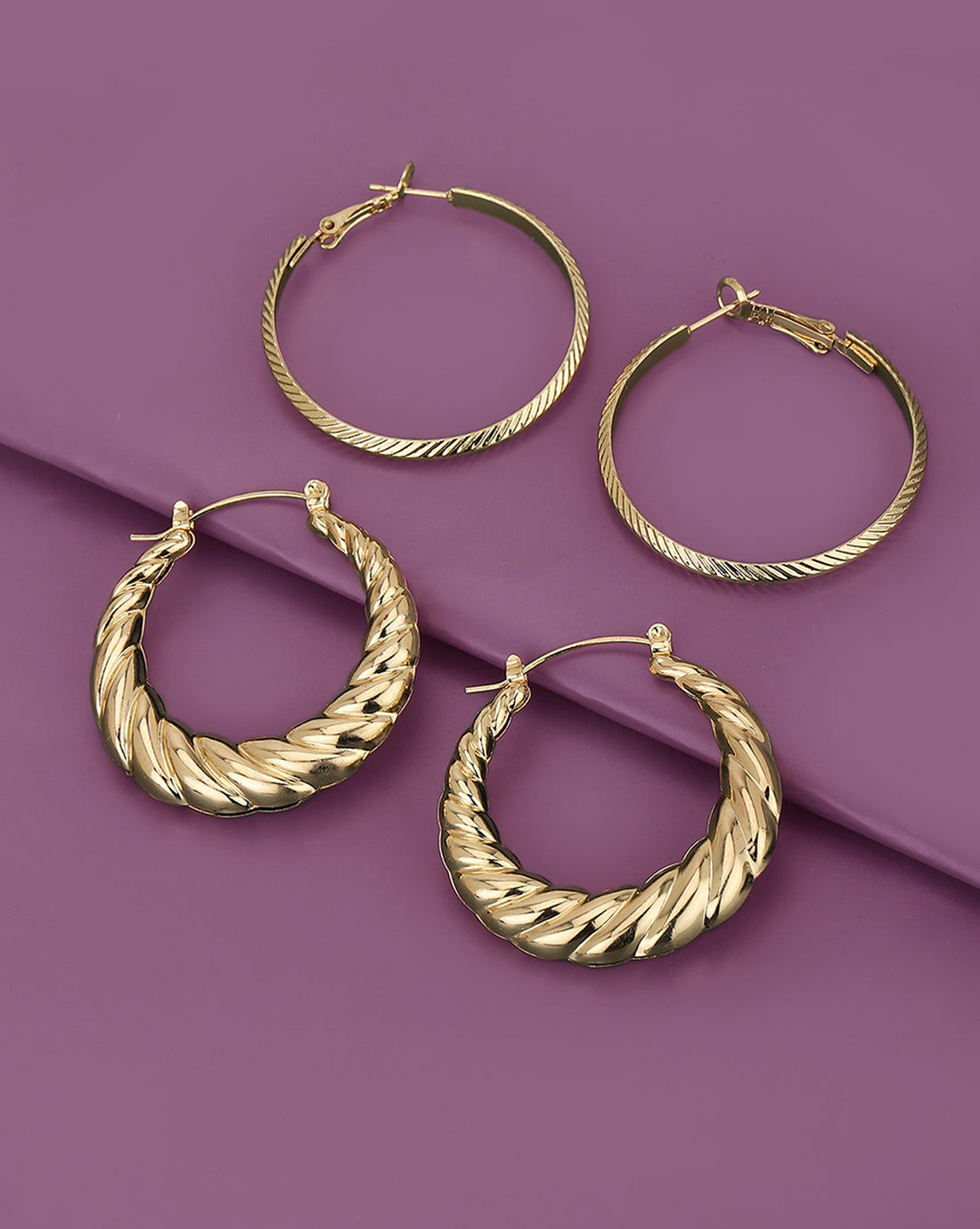 Carlton London Set Of 2 Gold Plated Trending Hoop Earring