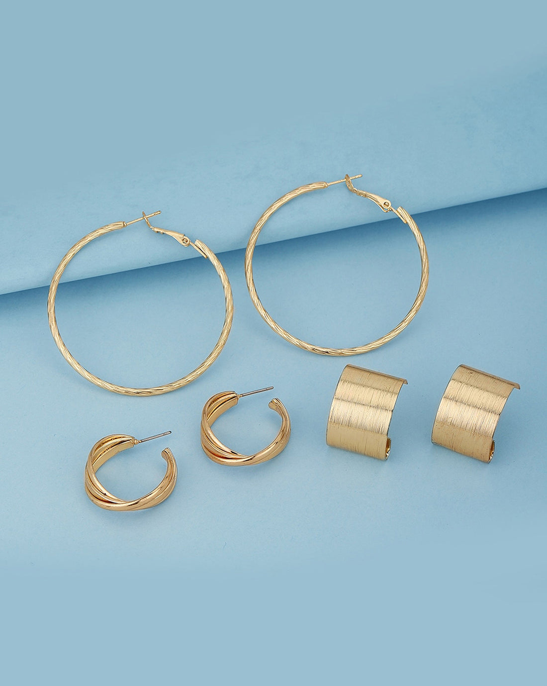 Carlton London Set Of 3 Gold Plated Fashionate Hoop Earring