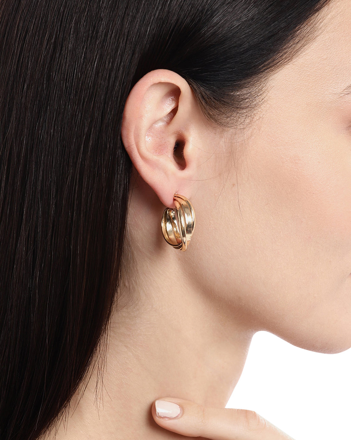 Carlton London Set Of 3 Gold Plated Fashionate Hoop Earring