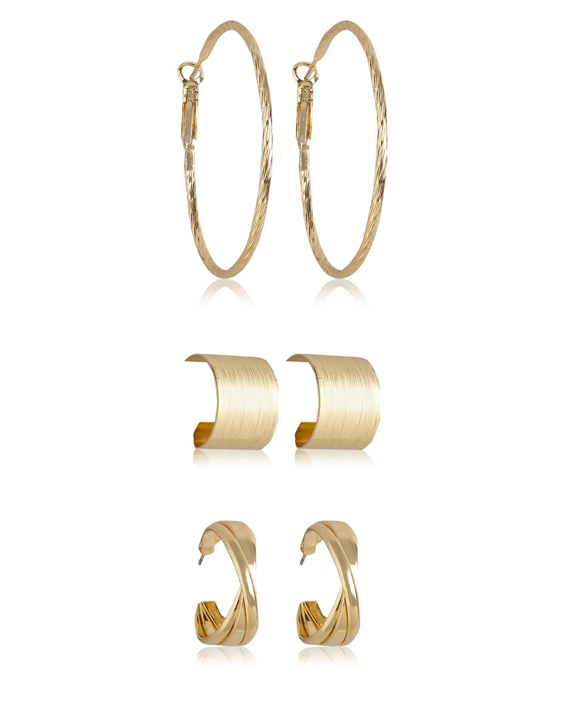 Carlton London Set Of 3 Gold Plated Fashionate Hoop Earring