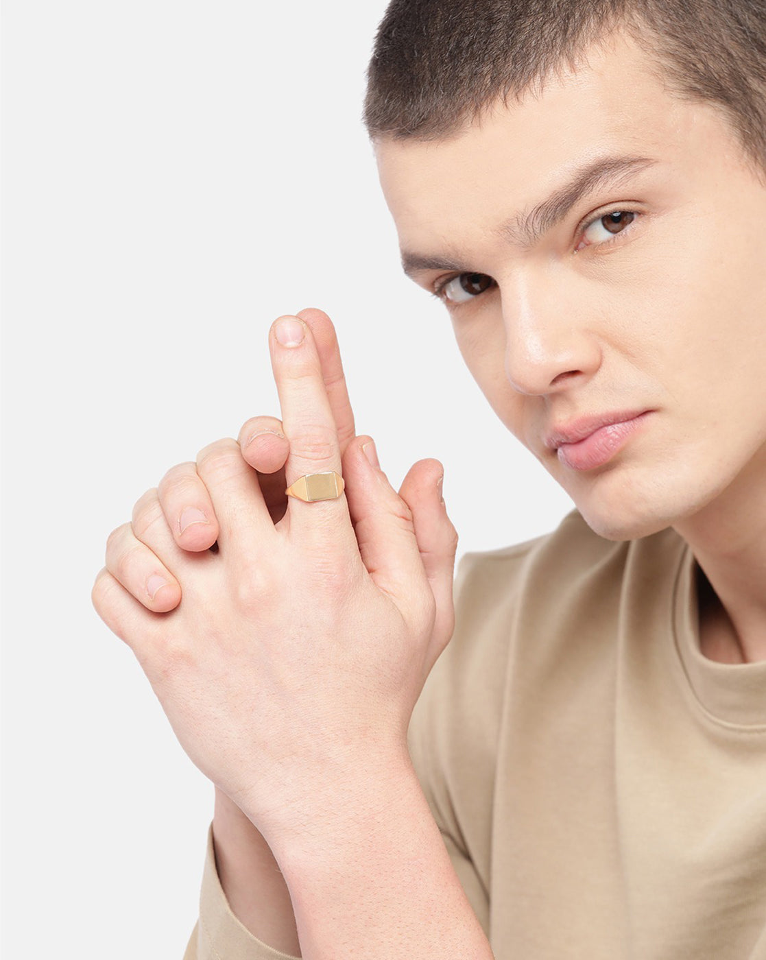 Carlton London Rhodium Plated Silver Toned Finger Ring For Men