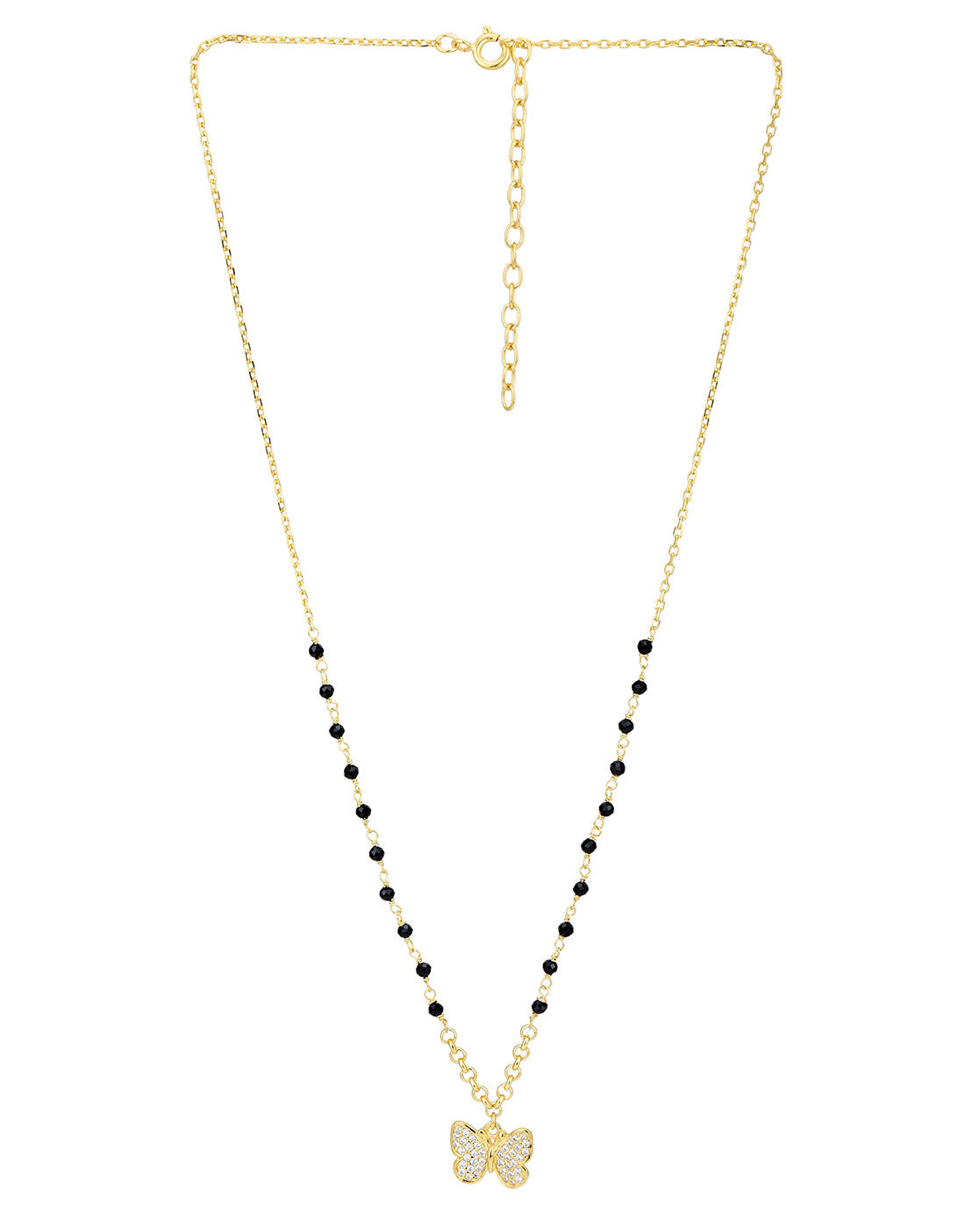 18kt Gold Plated CZ Butterfly Pendant Mangalsutra