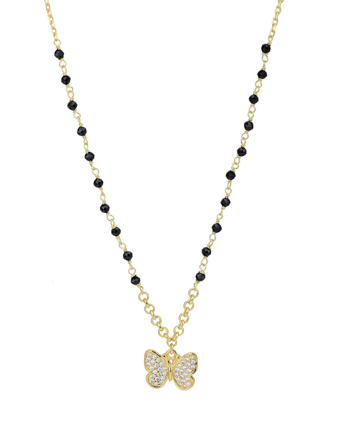 18kt Gold Plated CZ Butterfly Pendant Mangalsutra