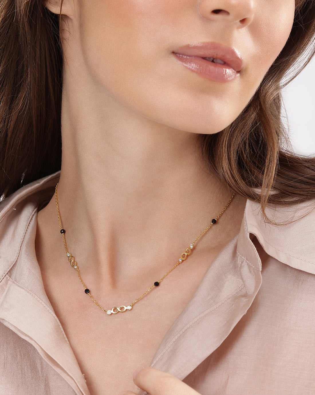 18kt Gold Plated CZ Multiple Infinity Mangalsutra