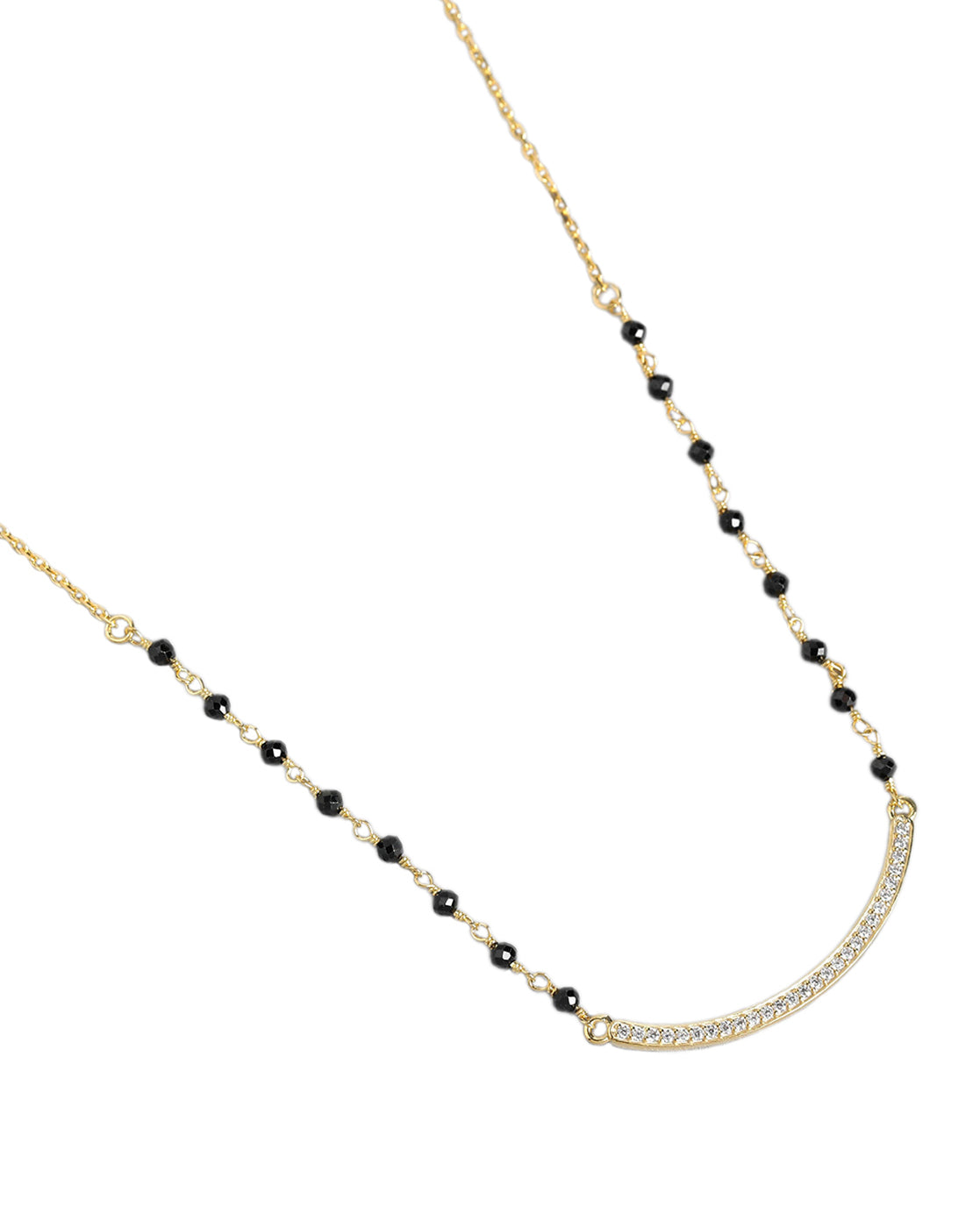 18kt Gold Plated CZ Curve Bar Mangalsutra