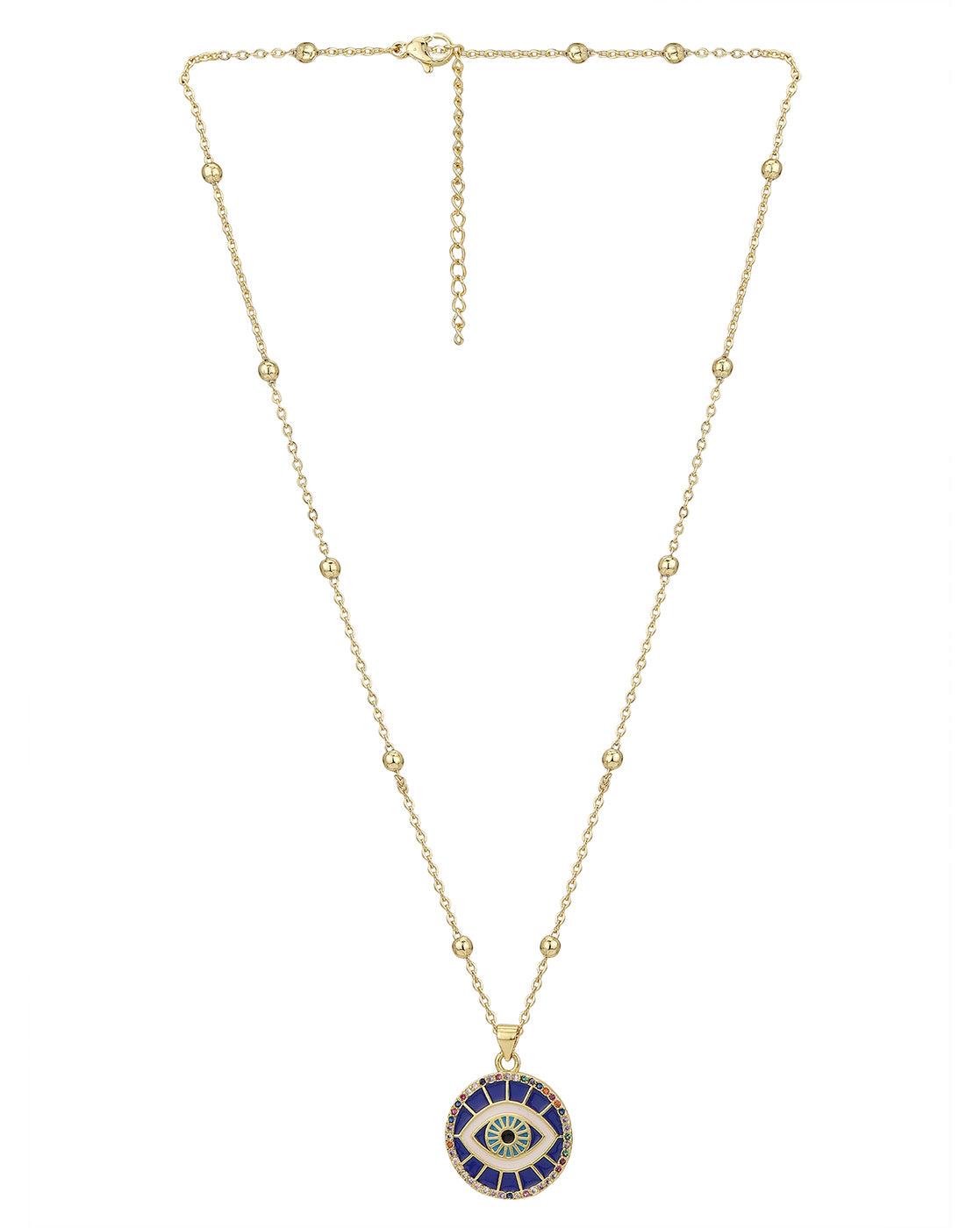 Carlton London Gold Plated With Evil Eye And Enamel Pendant With Chain