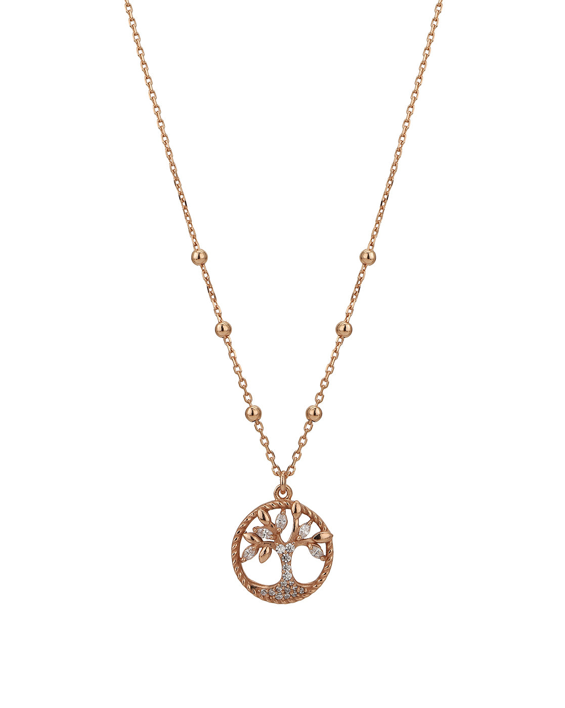 Carlton London Rose Gold Plated Dangling Pendant With Tree Pendant With Chain